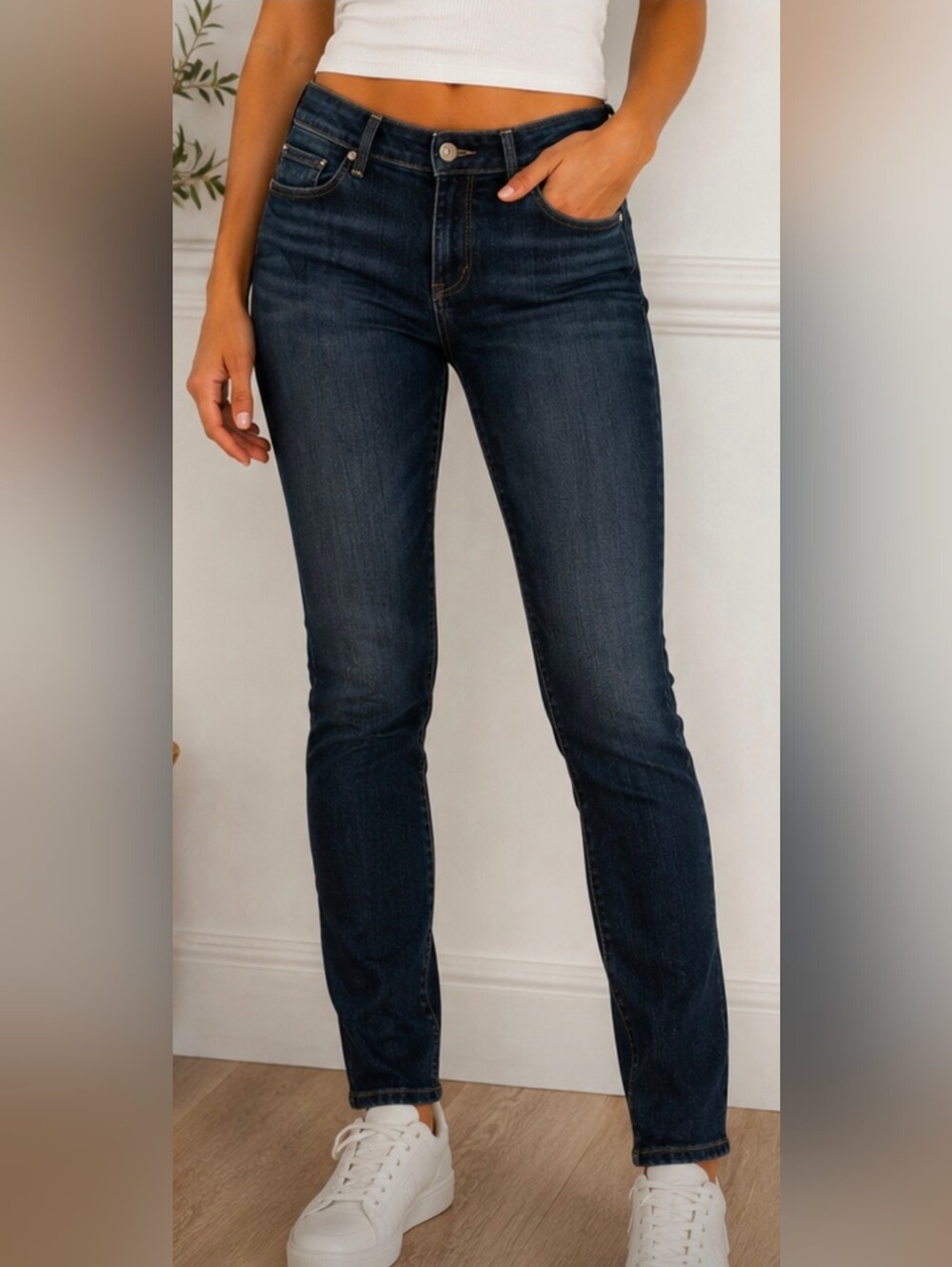 Paige Blue Heights Low Rise Skinny Jeans Size 31 Dark Wash Premium Denim